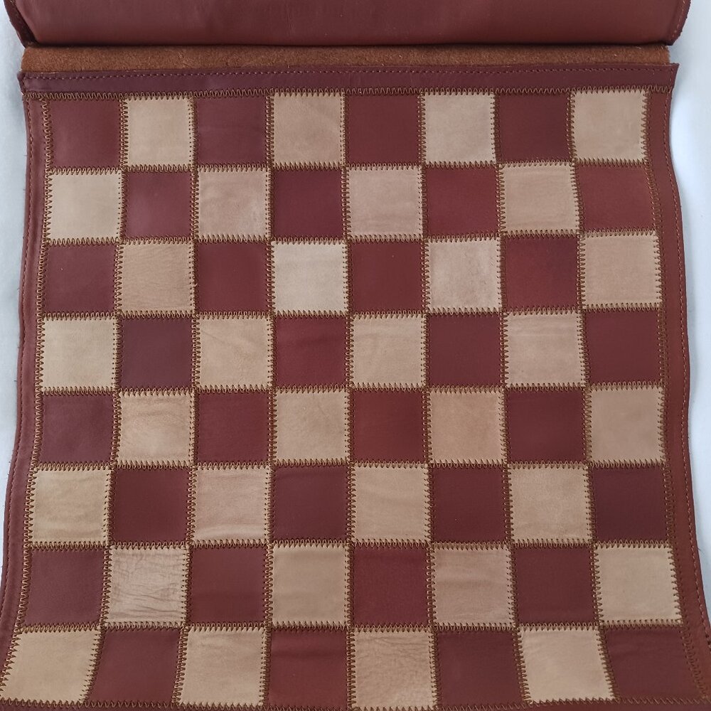 Leather Travel Rollup Chess & Checker Game Board